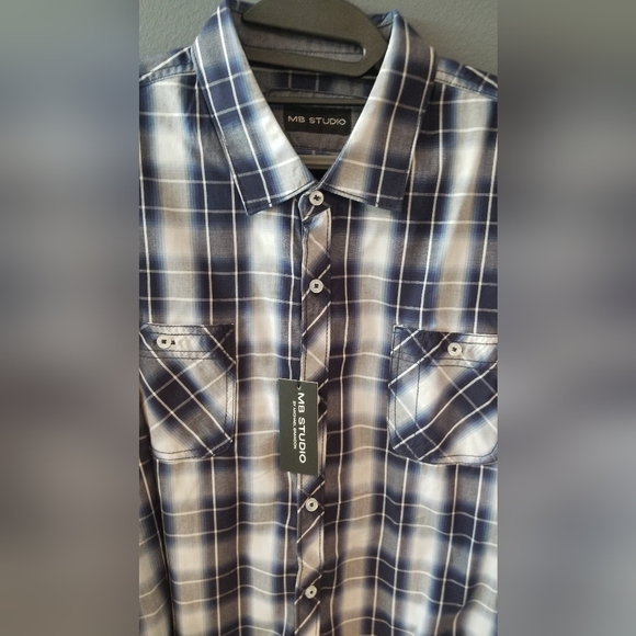 MB Studio Men's Button Down Long Sleeve XXL Plaid Shirt - Picture 9 of 9